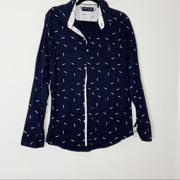 Level TEN dark blue mens buttoned down shirt . L - Picture 4 of 6